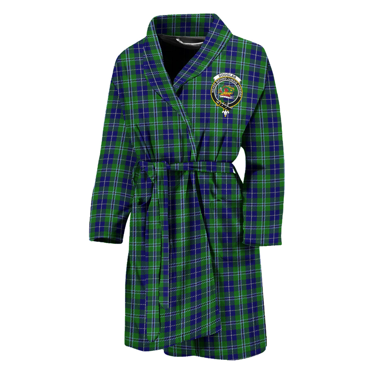 Douglas Tartan Bathrobe with Family Crest Unisex M - Tartan Vibes Clothing
