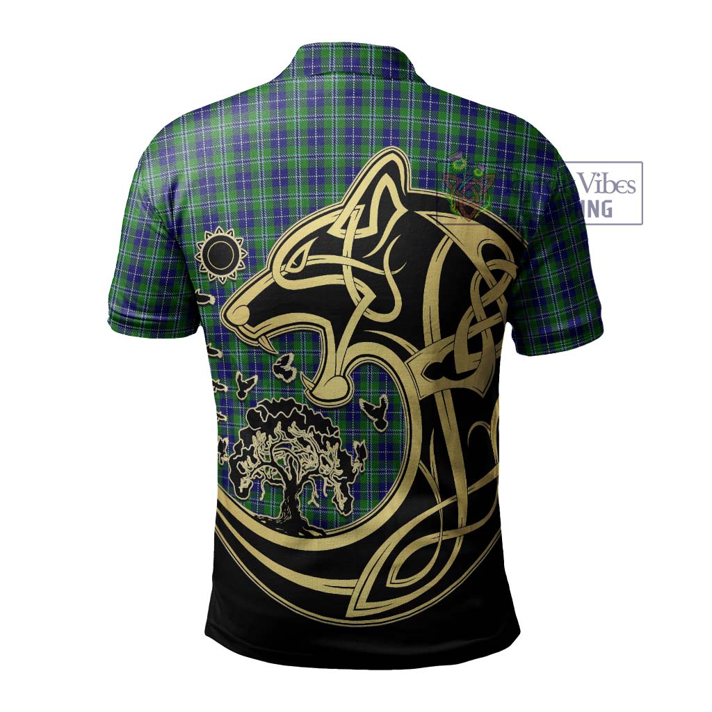 Douglas Tartan Polo Shirt with Family Crest Celtic Wolf Style - Tartanvibesclothing Shop