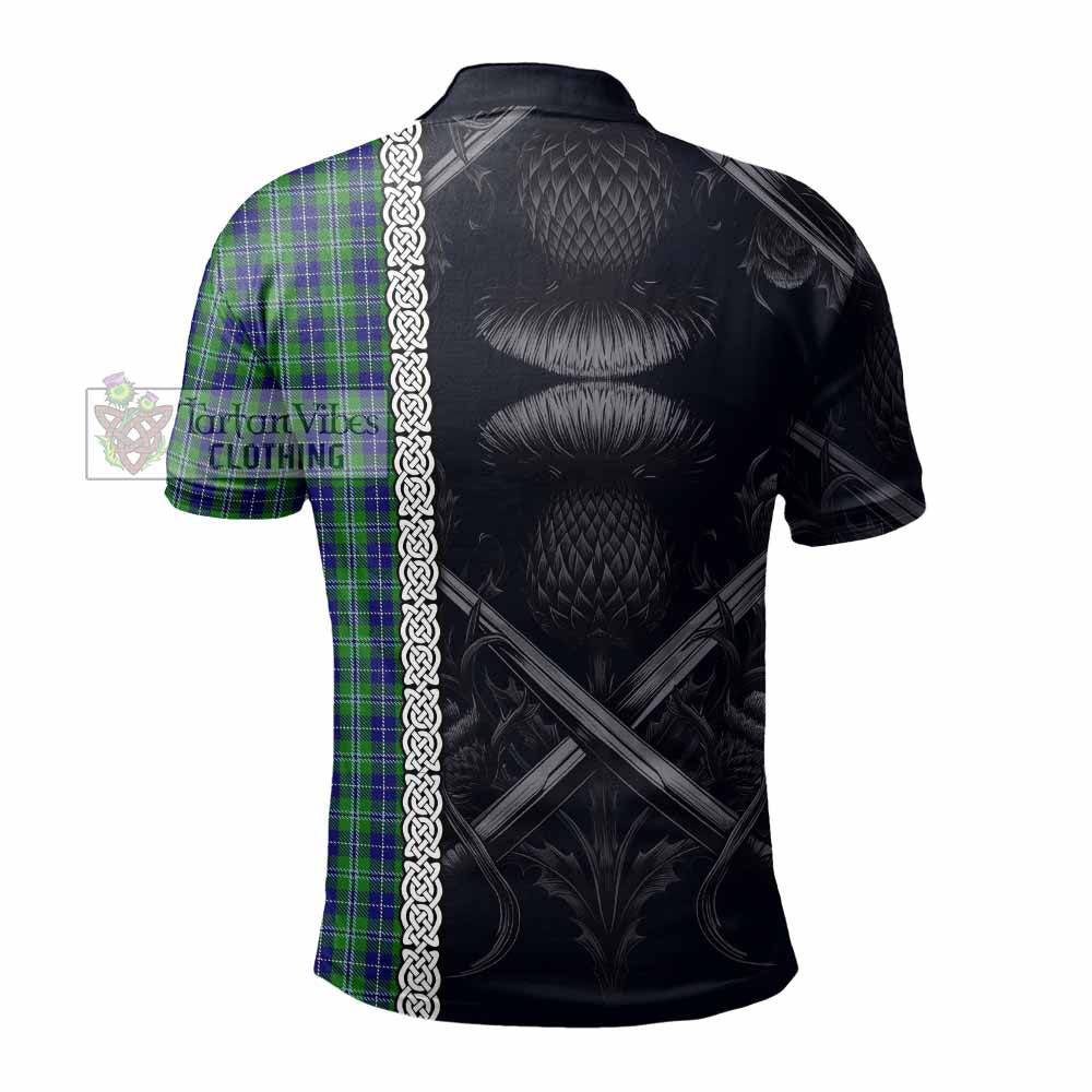 Tartan Vibes Clothing Douglas Tartan Polo Shirt with Family Crest Cross Sword Thistle Celtic Vibes