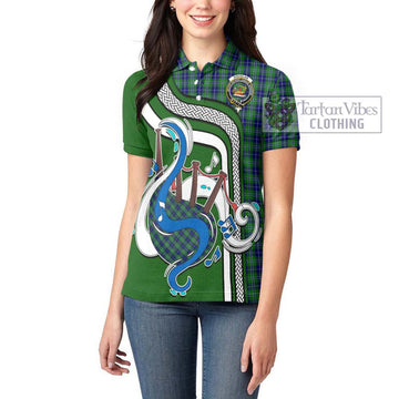 Douglas Tartan Women's Polo Shirt with Epic Bagpipe Style