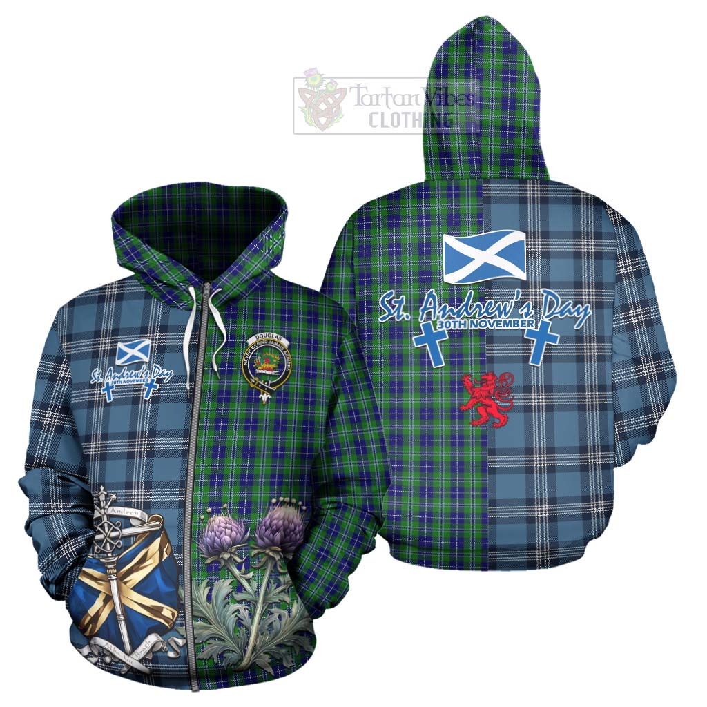 Tartan Vibes Clothing Douglas Tartan Hoodie Happy St. Andrew's Day Half Tartan Style