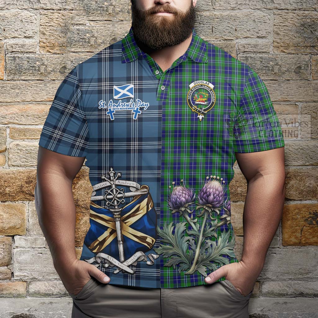 Tartan Vibes Clothing Douglas Tartan Polo Shirt Happy St. Andrew's Day Half Tartan Style