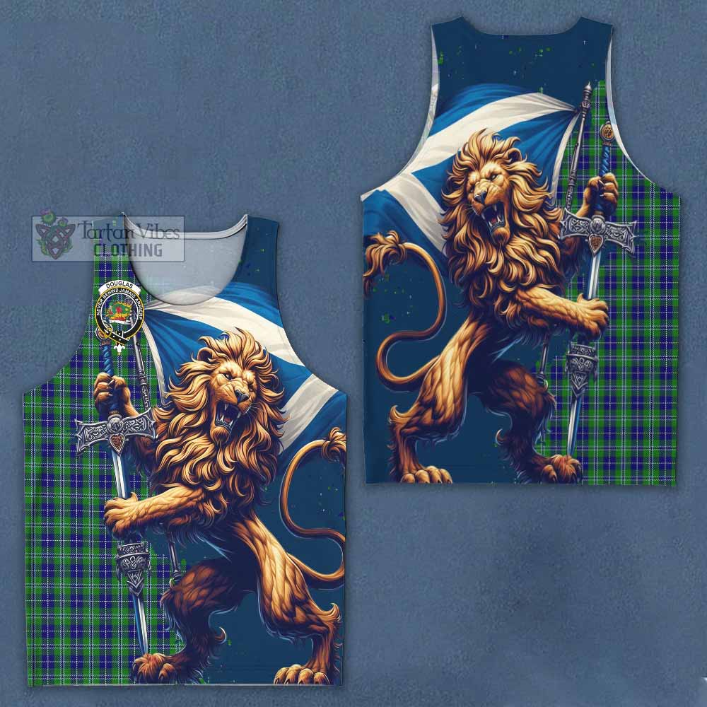 Tartan Vibes Clothing Douglas Tartan Family Crest Men's Tank Top with Scottish Majestic Lion