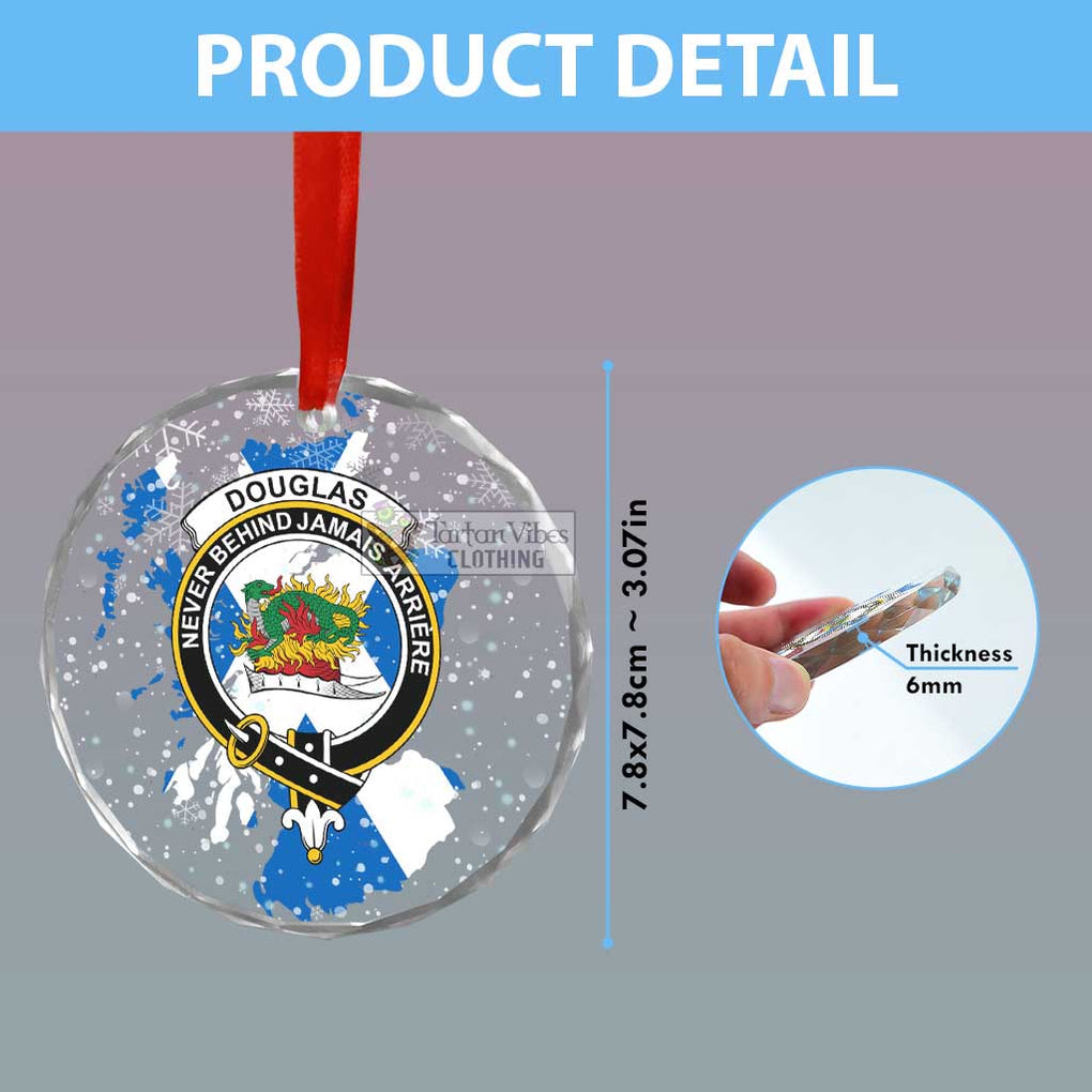 Douglas Clan Crest Christmas Glass Ornament with Scotland Map - 2D-tartanvibesclothing