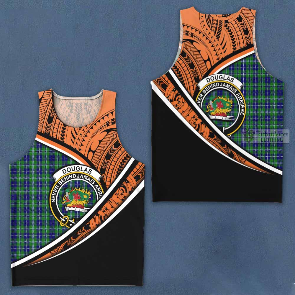 Tartan Vibes Clothing Douglas Crest Tartan Men's Tank Top with Maori Tattoo Style - Orange Version