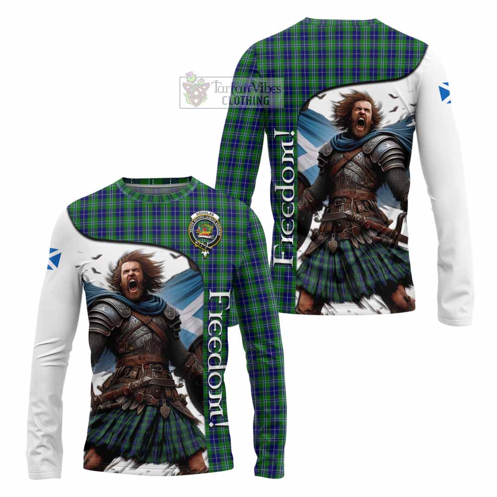 Tartan Vibes Clothing Douglas Crest Tartan Long Sleeve T-Shirt Inspired by the Freedom of Scottish Warrior