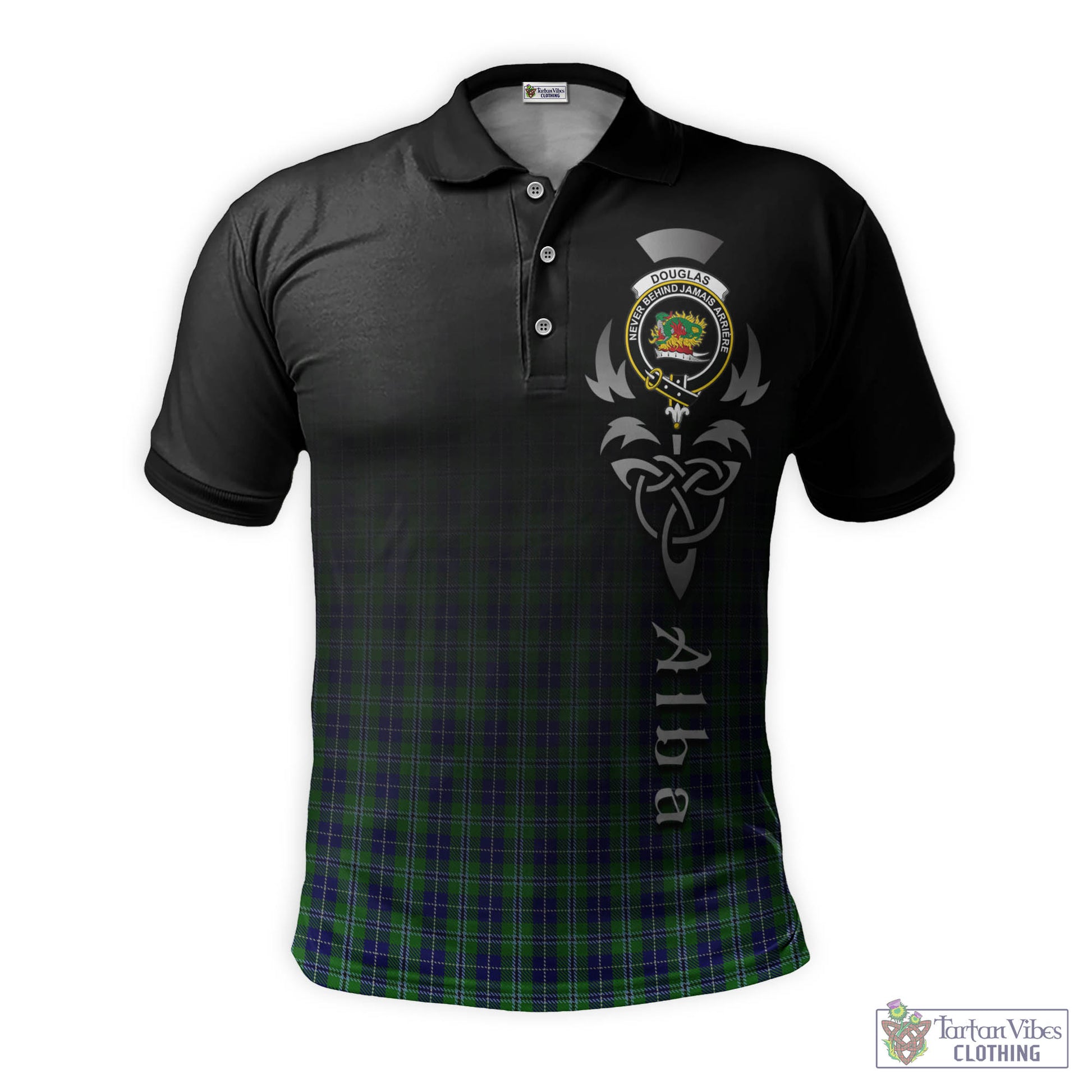 Tartan Vibes Clothing Douglas Tartan Polo Shirt Featuring Alba Gu Brath Family Crest Celtic Inspired