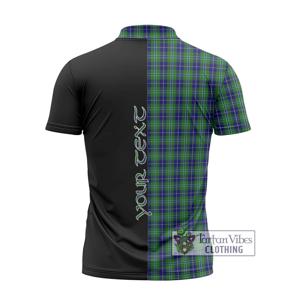 Douglas Tartan Zipper Polo Shirt with Family Crest and Half Of Me Style - Tartanvibesclothing Shop