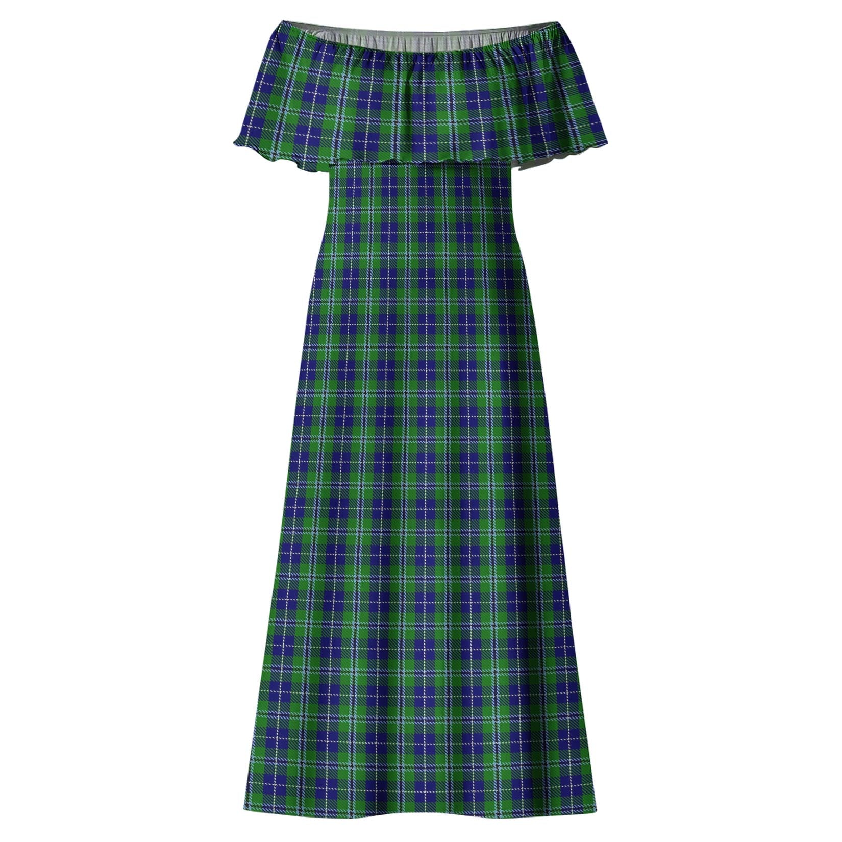 Douglas Tartan Off Shoulder Long Dress - Tartanvibesclothing