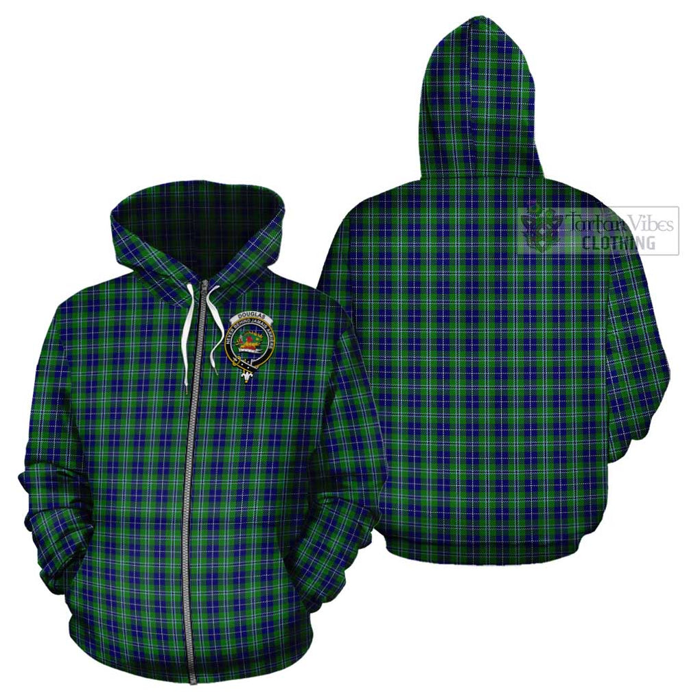 Douglas Tartan Cotton Hoodie with Family Crest Zip Hoodie - Tartan Vibes Clothing