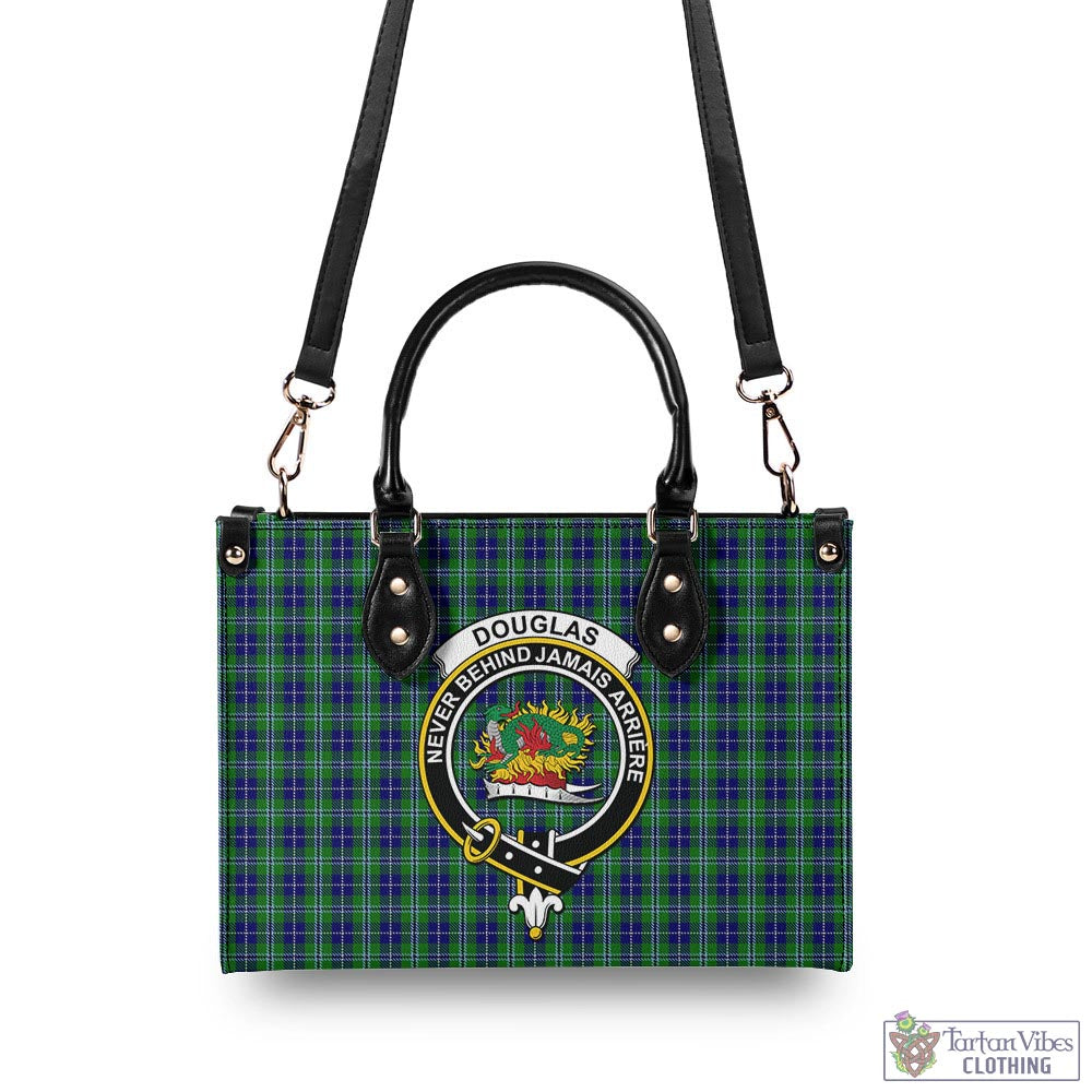 Tartan Vibes Clothing Douglas Tartan Luxury Leather Handbags with Family Crest