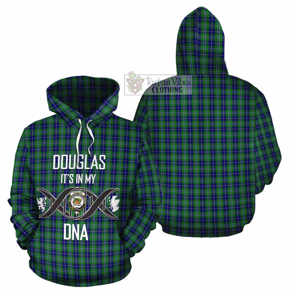 Tartan Vibes Clothing Douglas Tartan Cotton Hoodie with Family Crest DNA In Me Style