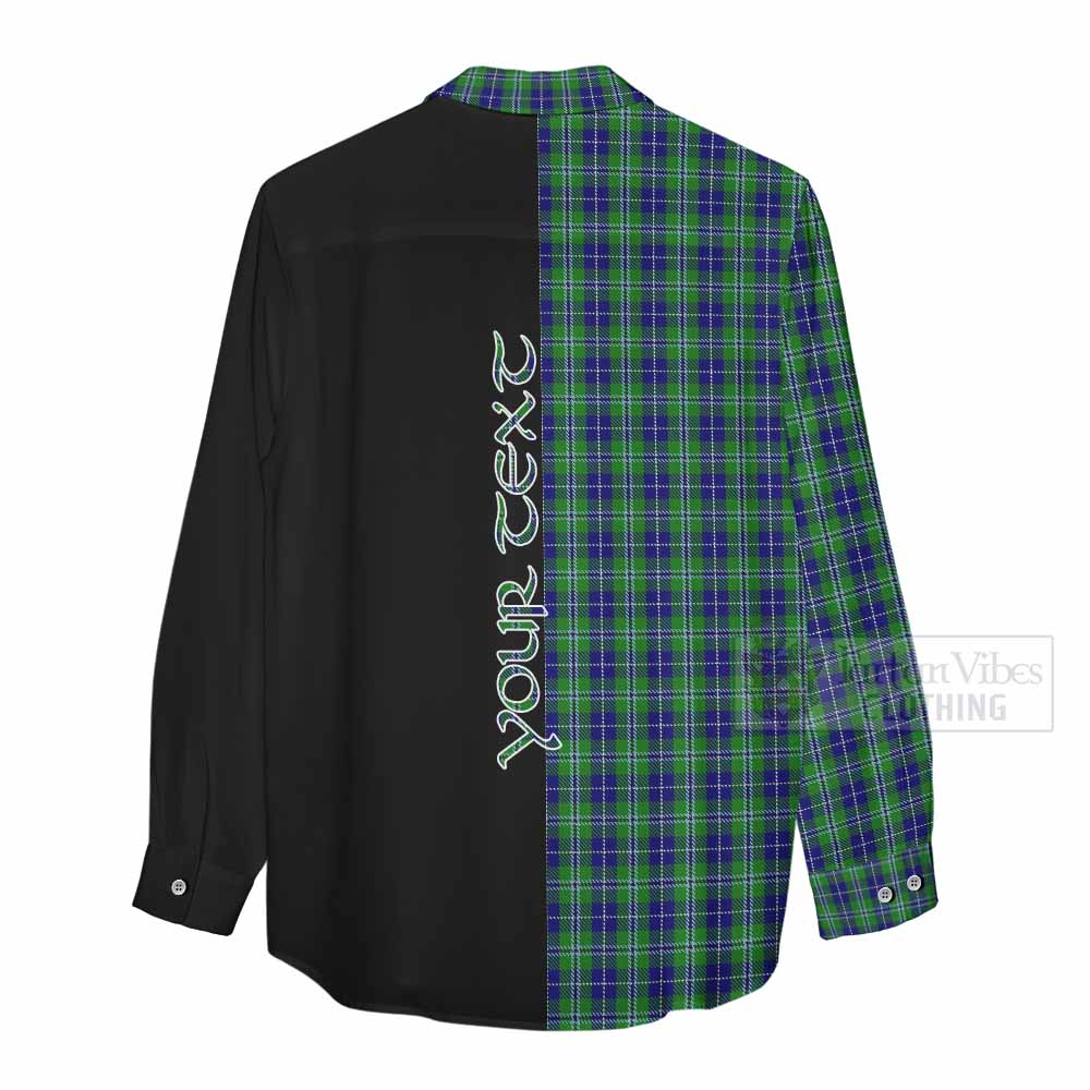 Tartan Vibes Clothing Douglas Tartan Women's Casual Shirt with Family Crest and Half Of Me Style