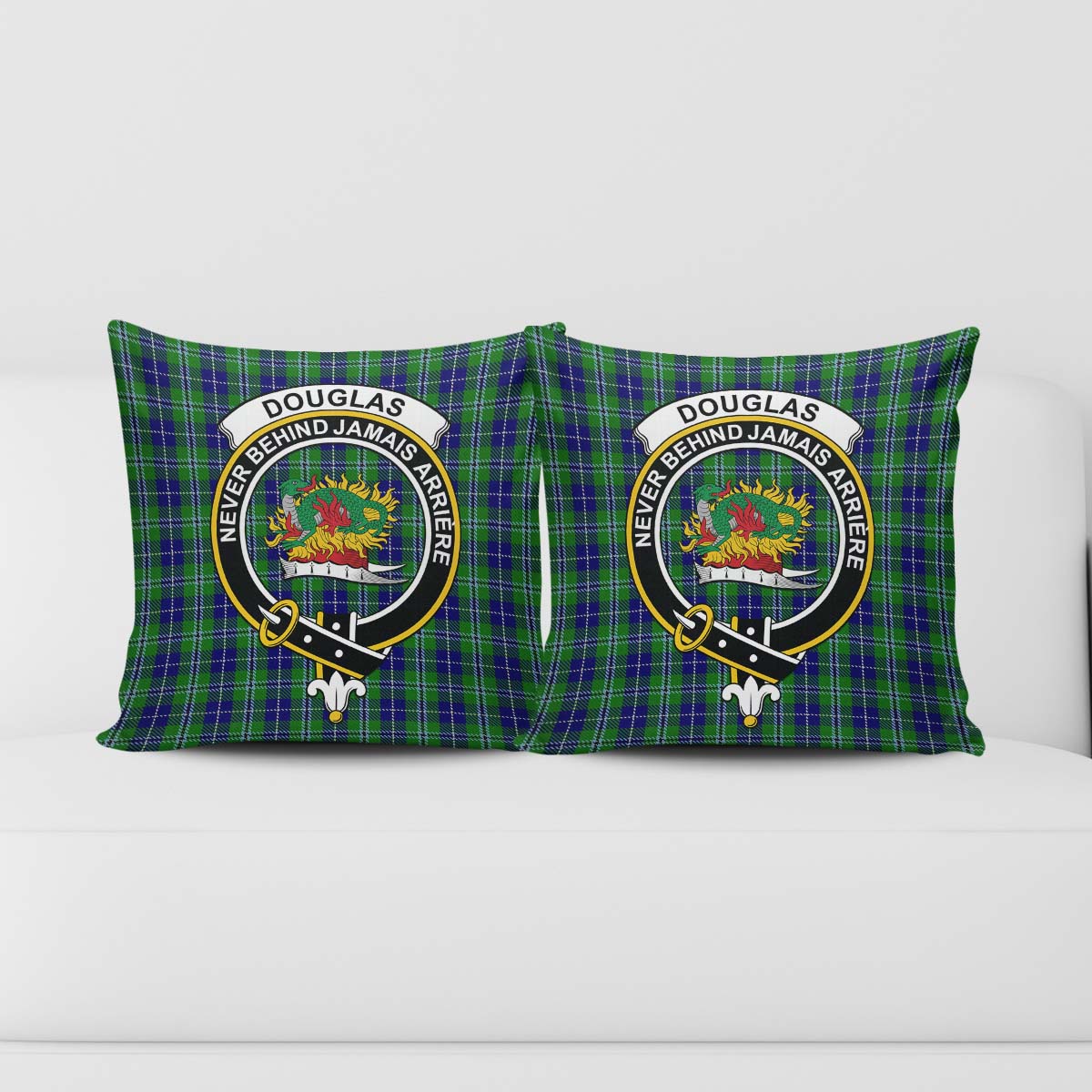 Douglas Tartan Pillow Cover with Family Crest - Tartanvibesclothing