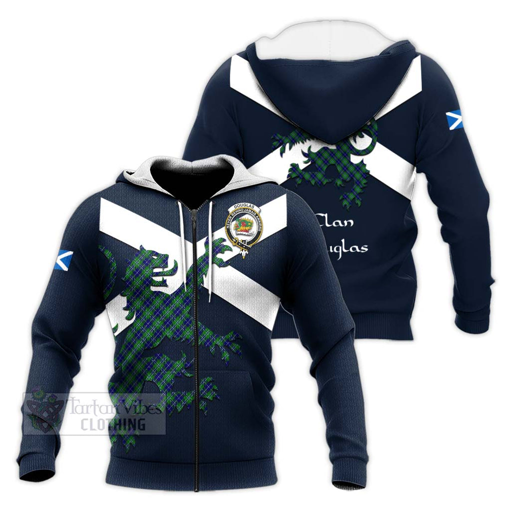 Tartan Vibes Clothing Douglas Tartan Lion Rampant Knitted Hoodie – Proudly Display Your Heritage with Alba Gu Brath and Clan Name