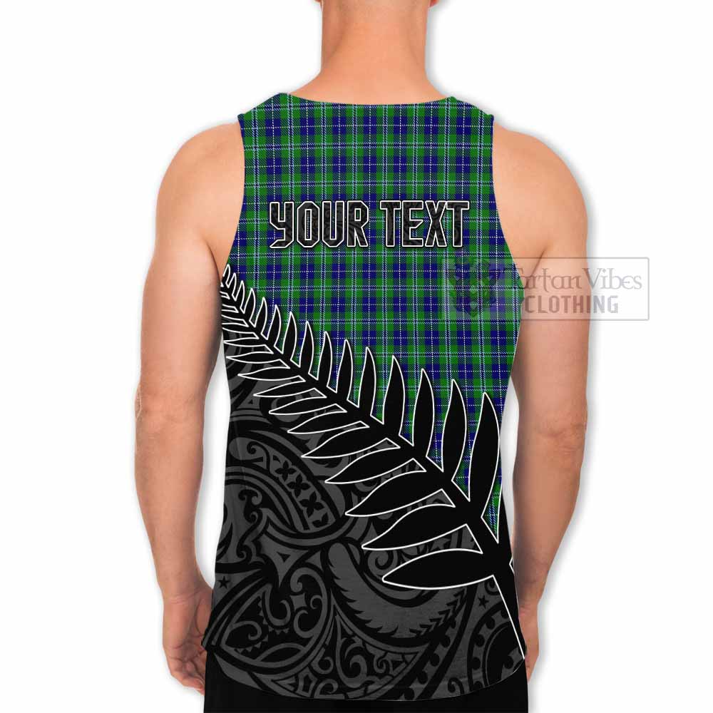 Tartan Vibes Clothing Douglas Crest Tartan Men's Tank Top with New Zealand Silver Fern Half Style