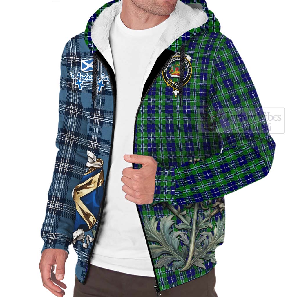 Tartan Vibes Clothing Douglas Tartan Sherpa Hoodie Happy St. Andrew's Day Half Tartan Style