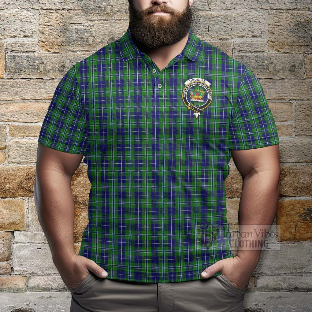 Tartan Vibes Clothing Douglas Tartan Polo Shirt with Family Crest Celtic Skull Style