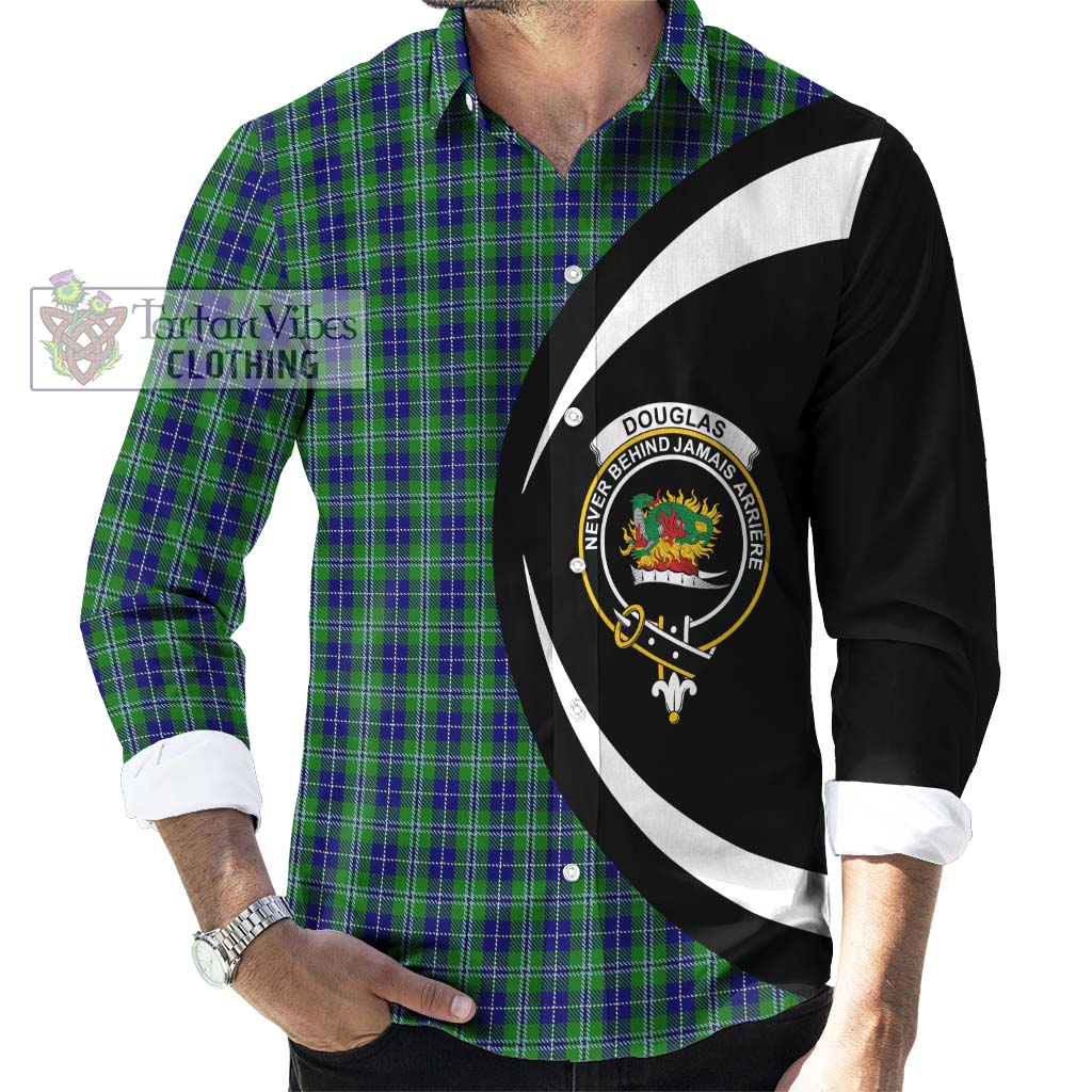 Douglas Tartan Long Sleeve Button Up with Family Crest Circle Style - Tartan Vibes Clothing