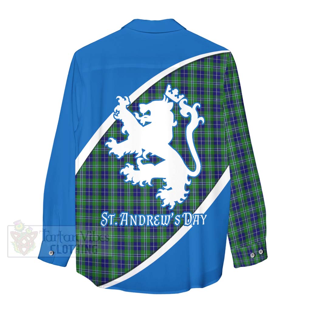 Tartan Vibes Clothing Douglas Family Crest Tartan Women's Casual Shirt Celebrate Saint Andrew's Day in Style