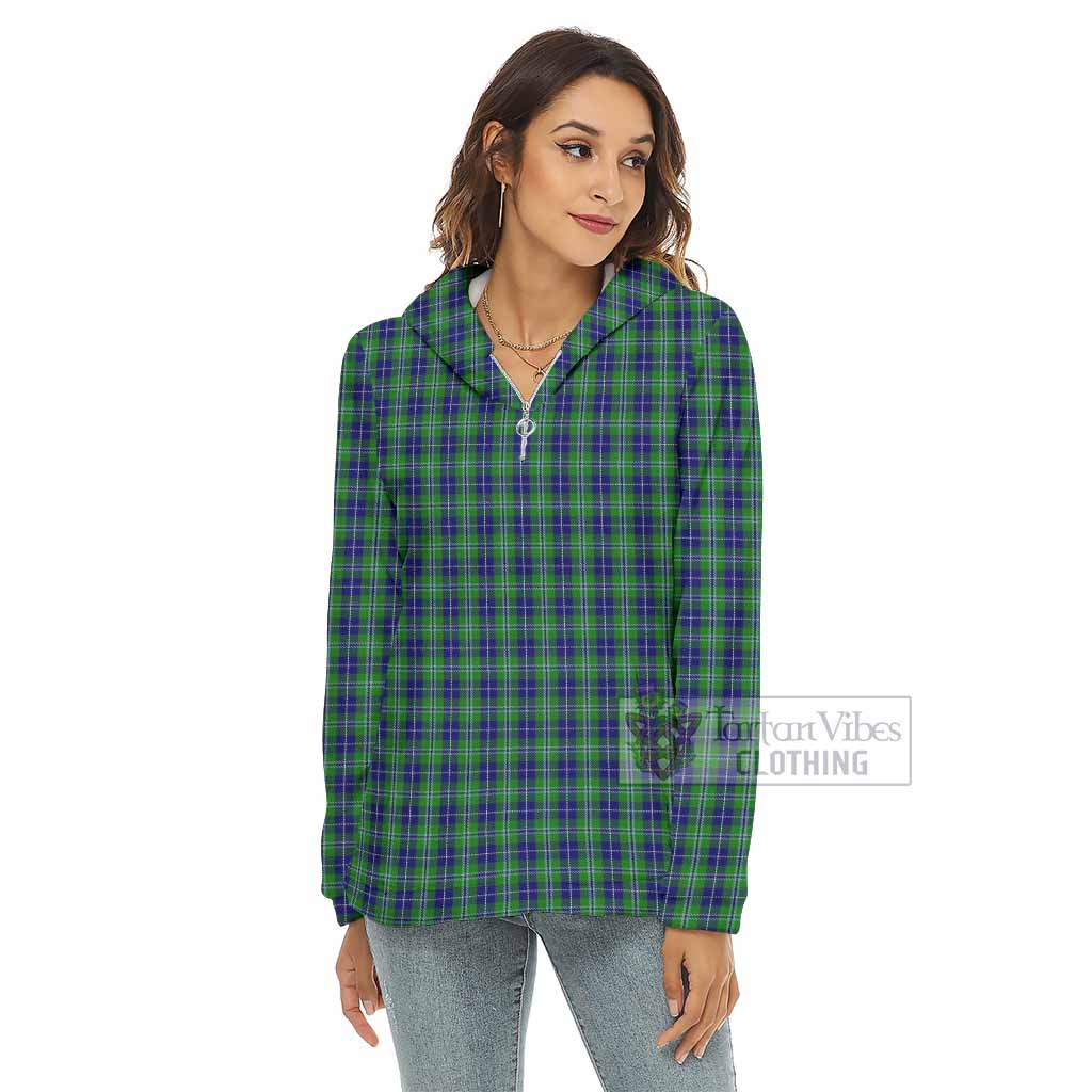 Tartan Vibes Clothing Douglas Tartan Women's Borg  Half Zip Fleece Hoodie