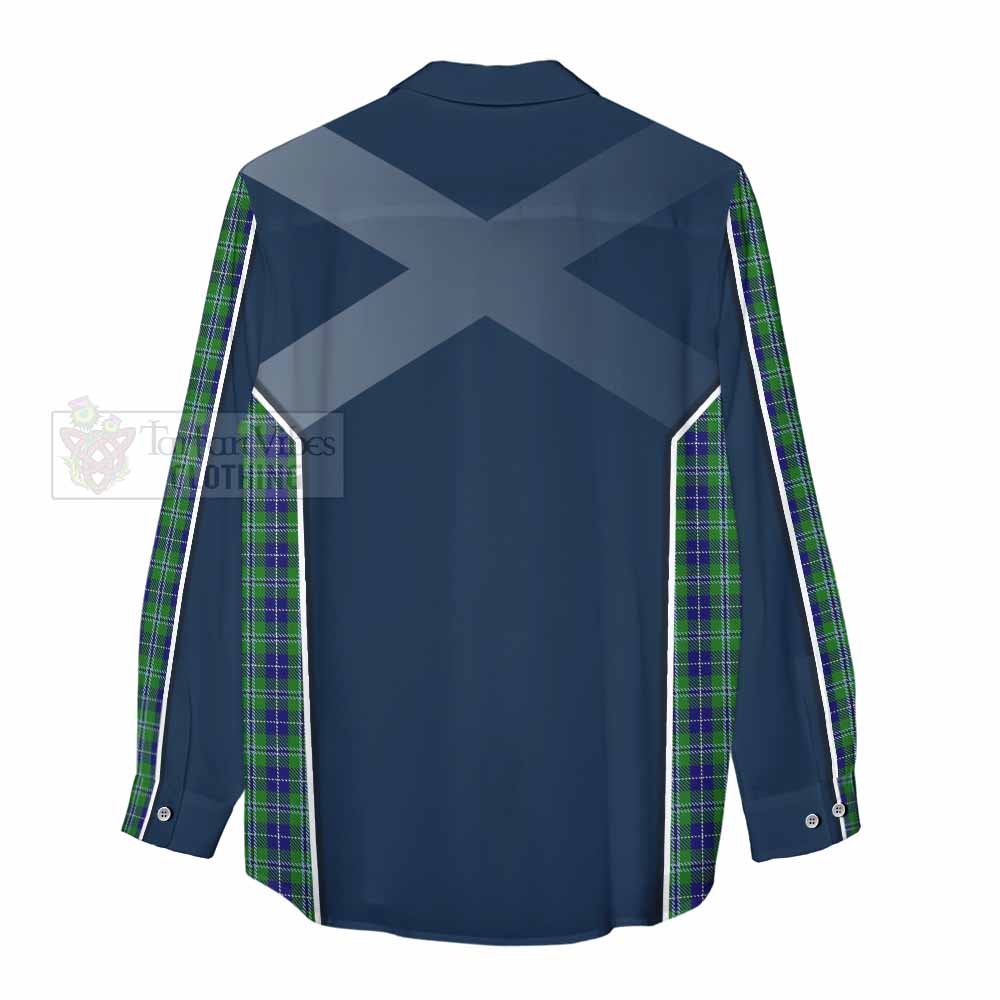 Tartan Vibes Clothing Douglas Tartan Women's Casual Shirt with Family Crest and Lion Rampant Vibes Sport Style