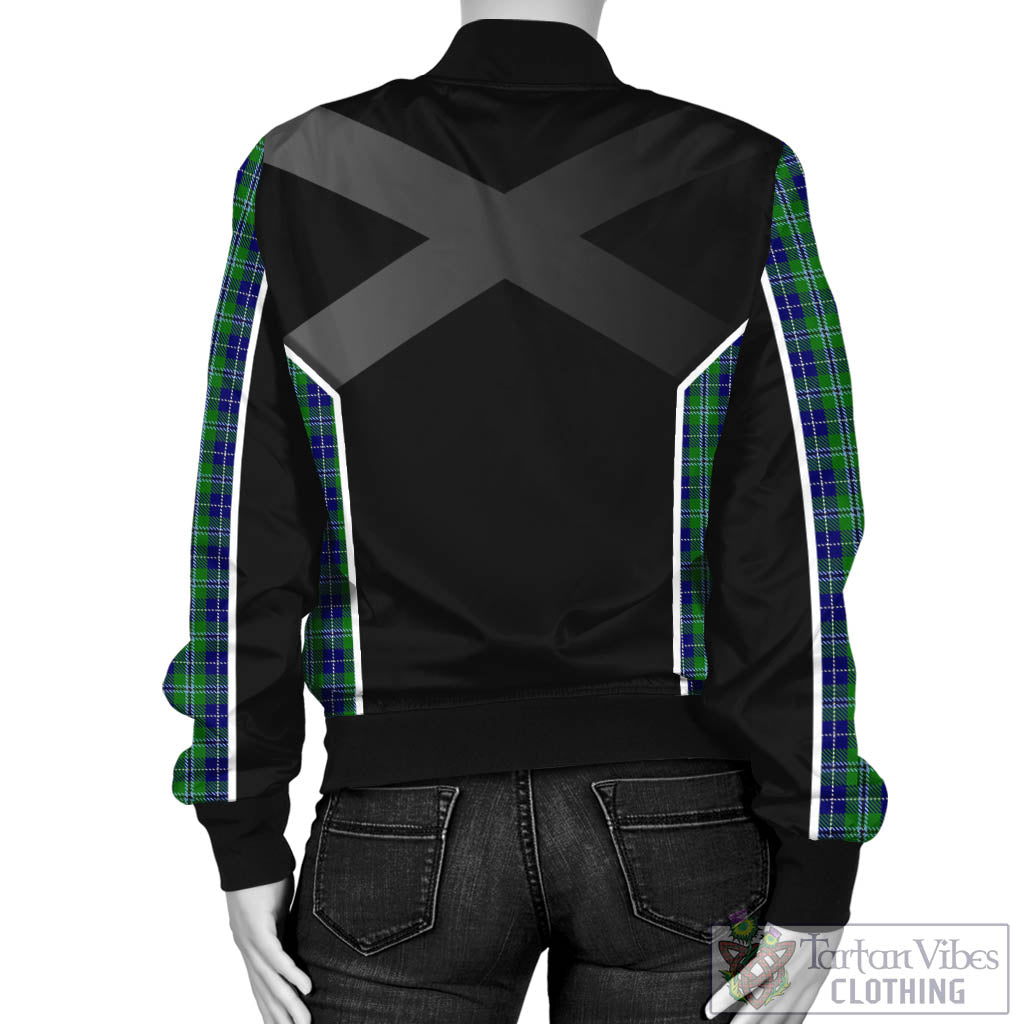 Tartan Vibes Clothing Douglas Tartan Bomber Jacket with Family Crest and Scottish Thistle Vibes Sport Style