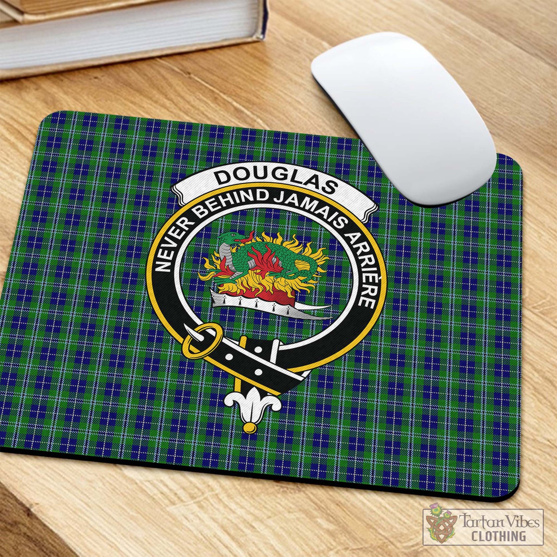 Tartan Vibes Clothing Douglas Tartan Mouse Pad with Family Crest