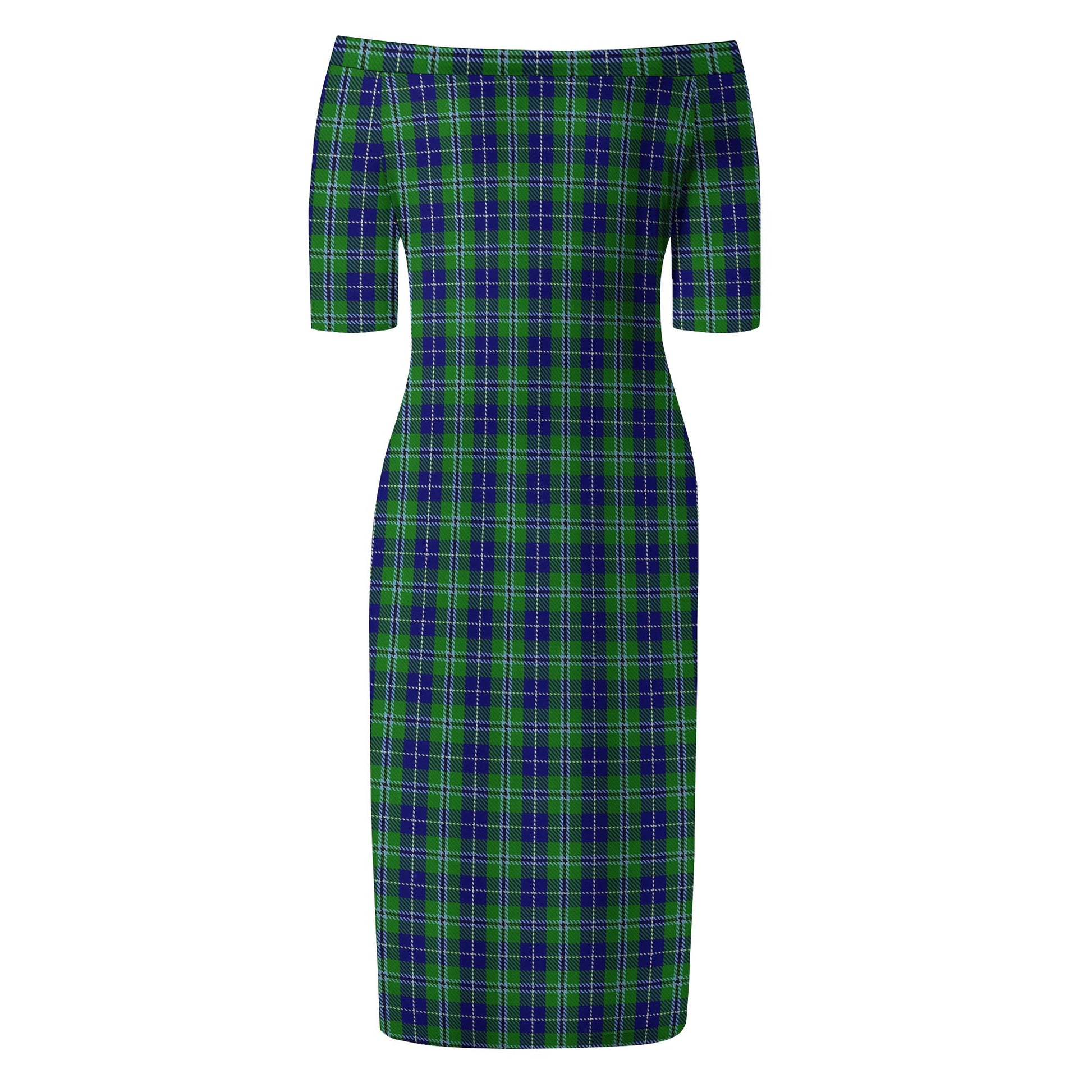 Douglas Tartan Off Shoulder Lady Dress - Tartanvibesclothing