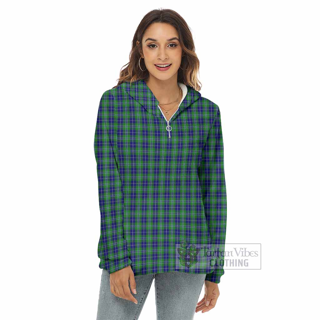 Tartan Vibes Clothing Douglas Tartan Women's Borg  Half Zip Fleece Hoodie