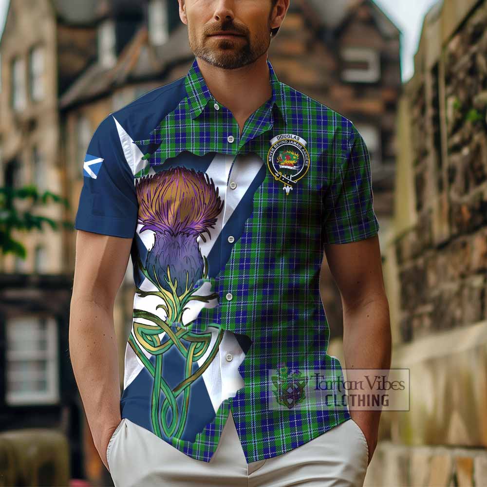 Douglas Tartan Family Crest Hawaiian Shirt Scottish Thistle Celtic Inspired - Tartan Vibes Clothing