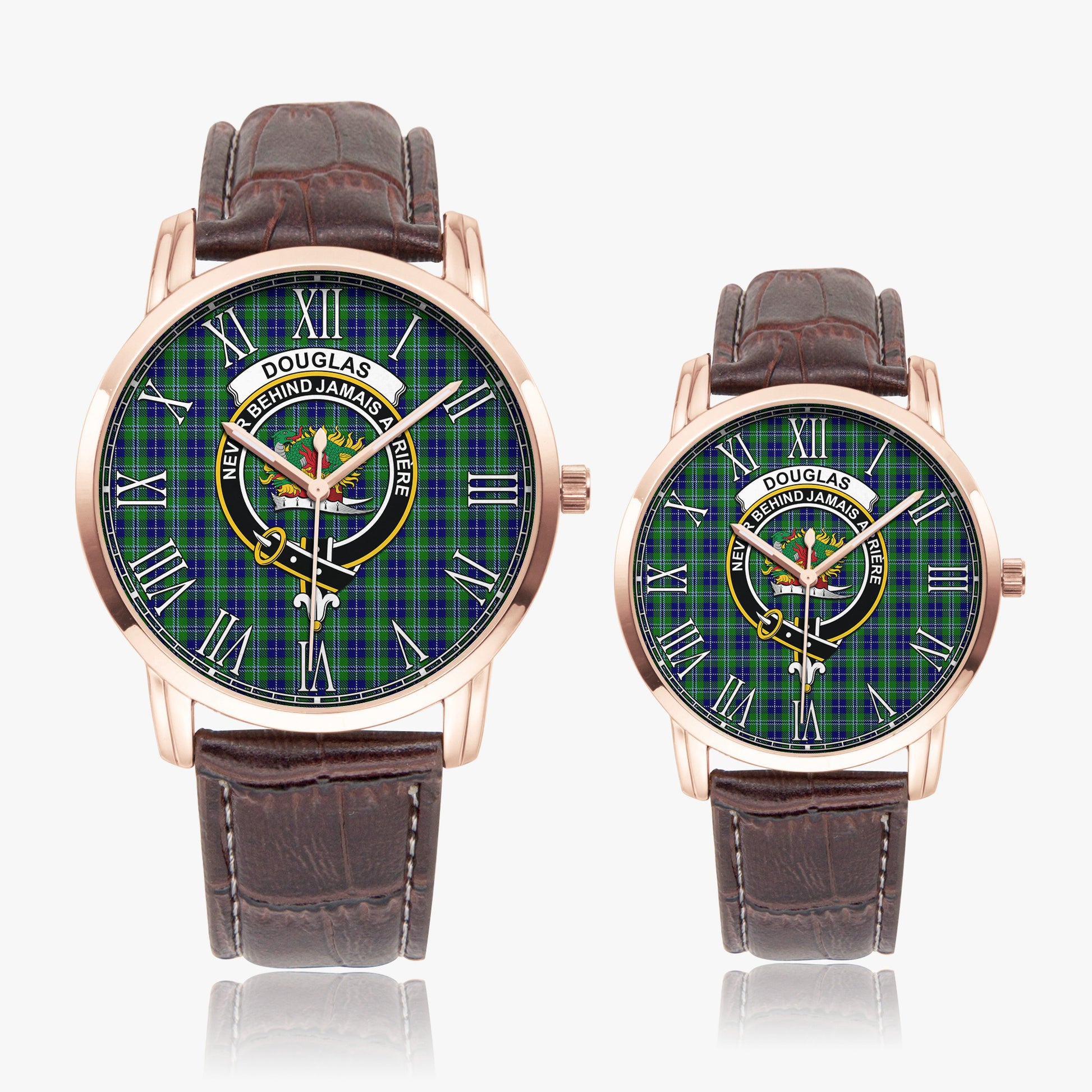 Douglas Tartan Family Crest Leather Strap Quartz Watch - Tartanvibesclothing