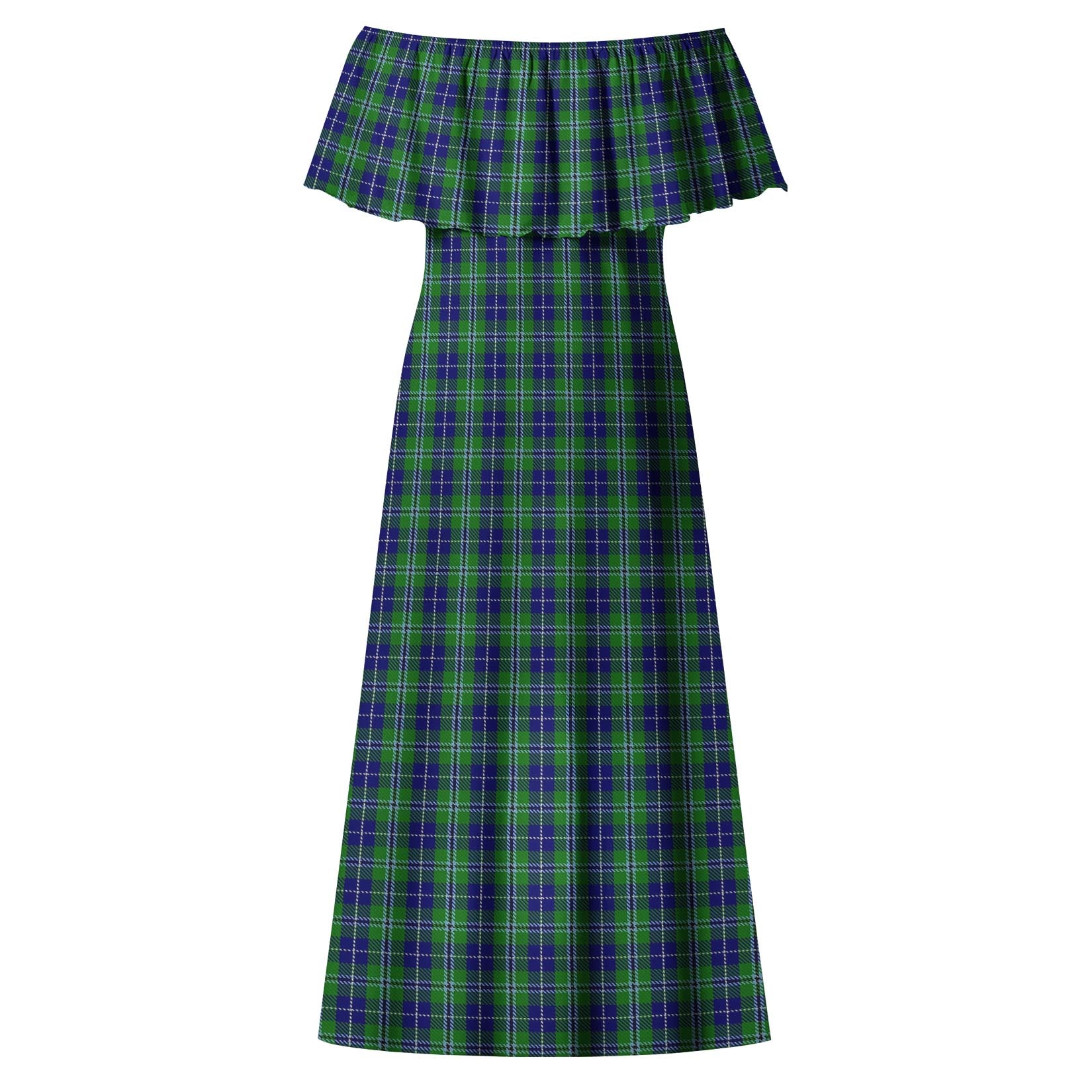 Douglas Tartan Off Shoulder Long Dress - Tartanvibesclothing