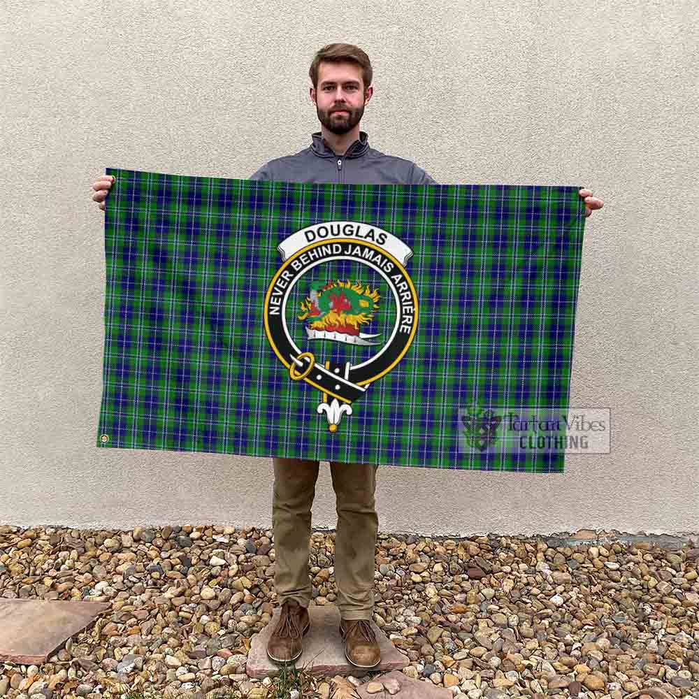 Tartan Vibes Clothing Douglas Tartan House Flag with Family Crest