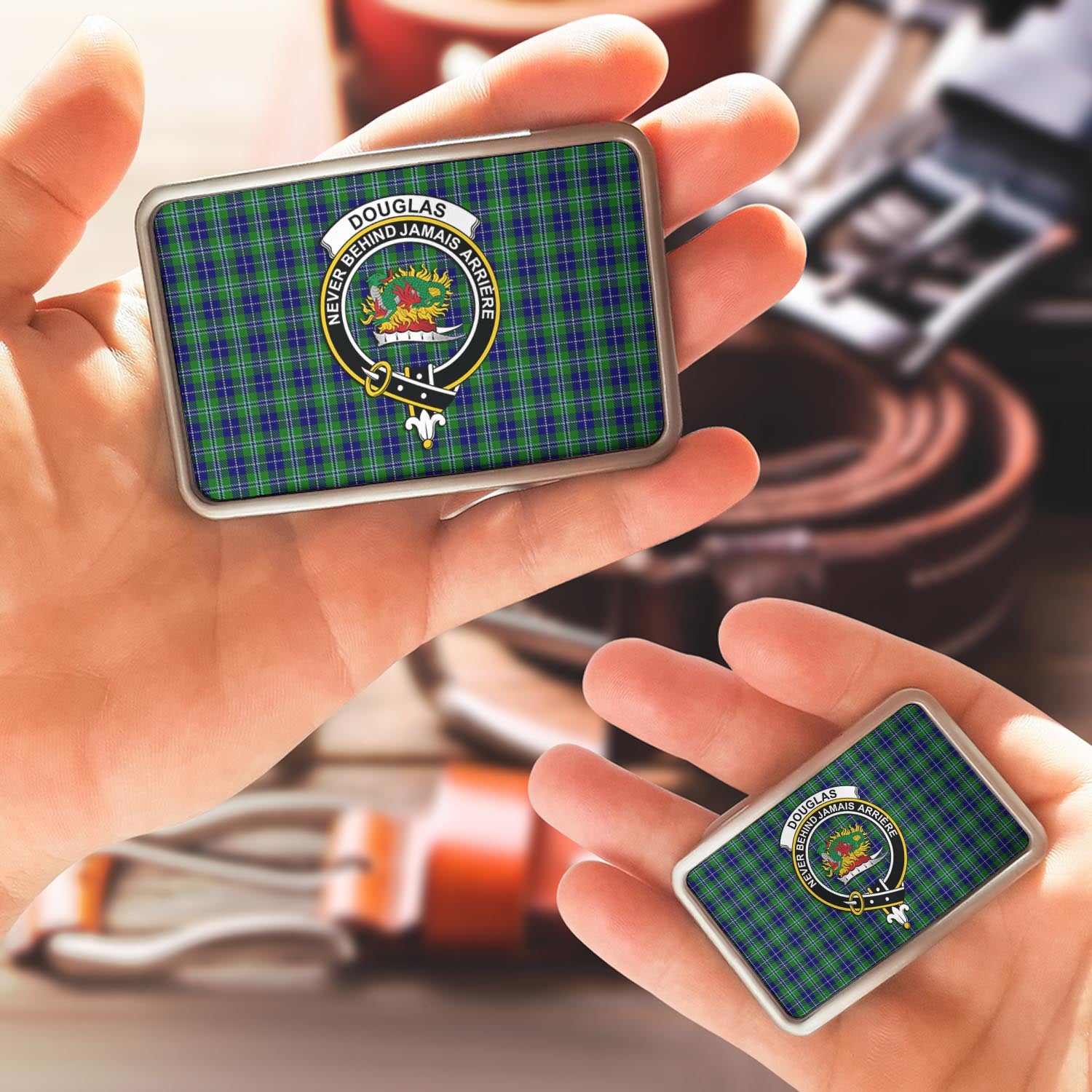 Douglas Tartan Belt Buckles with Family Crest - Tartan Vibes Clothing