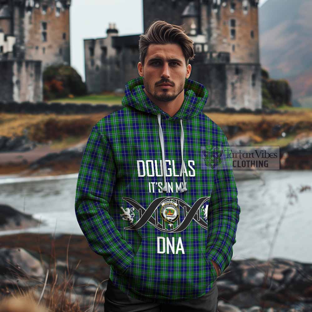 Tartan Vibes Clothing Douglas Tartan Cotton Hoodie with Family Crest DNA In Me Style