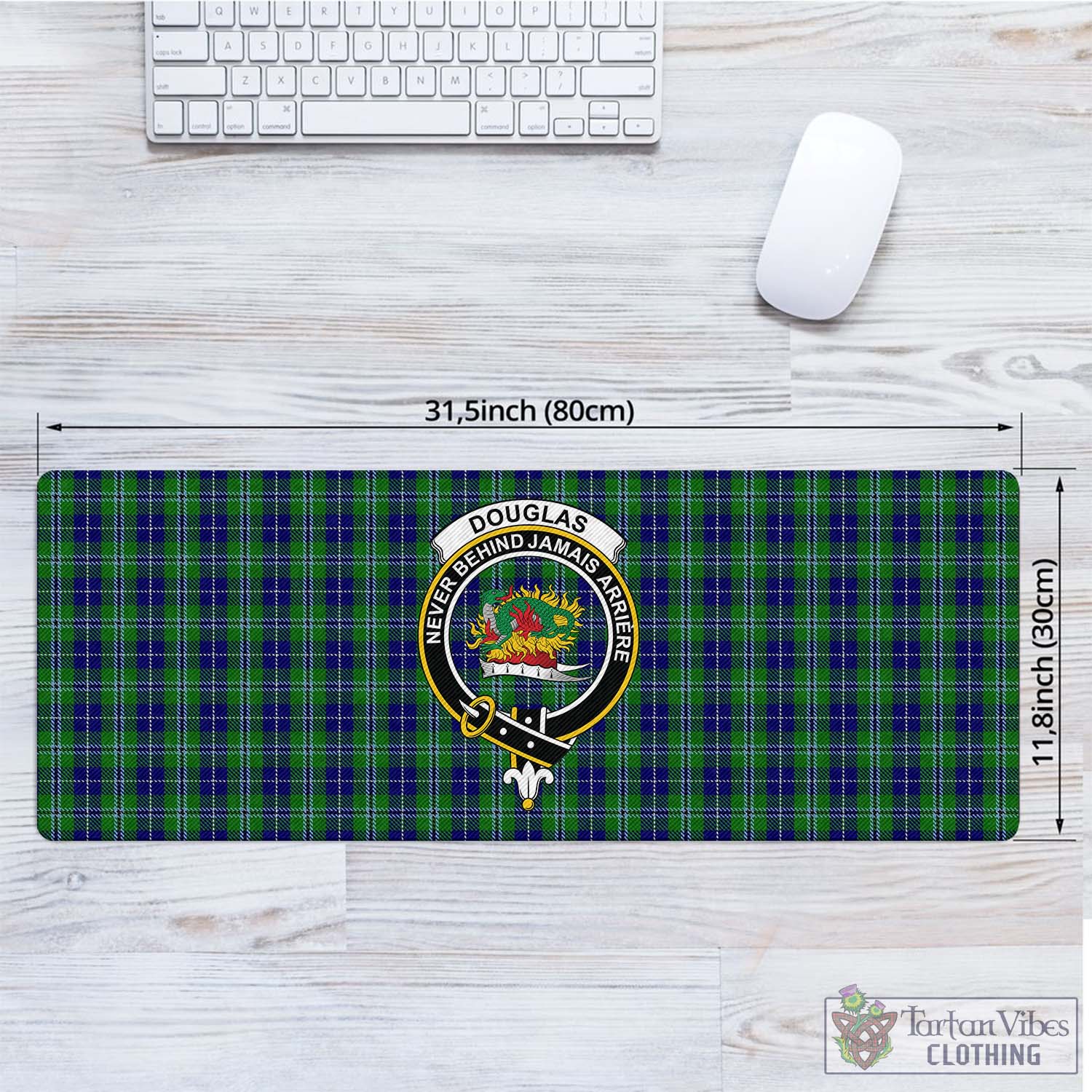 Tartan Vibes Clothing Douglas Tartan Mouse Pad with Family Crest