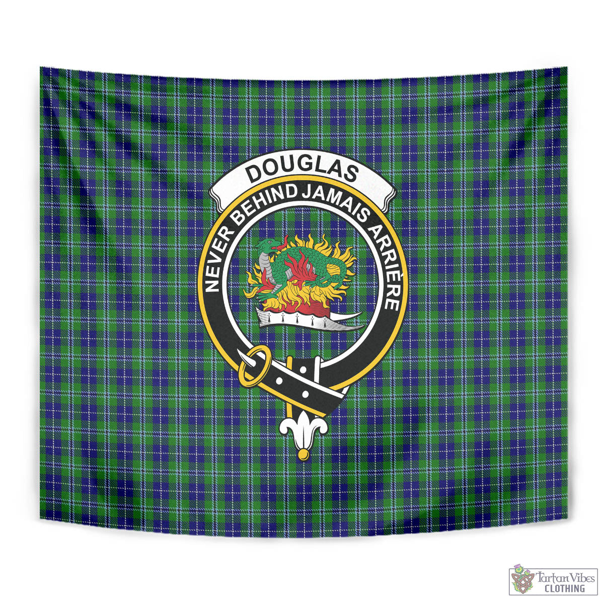 Tartan Vibes Clothing Douglas Tartan Tapestry Wall Hanging and Home Decor for Room with Family Crest