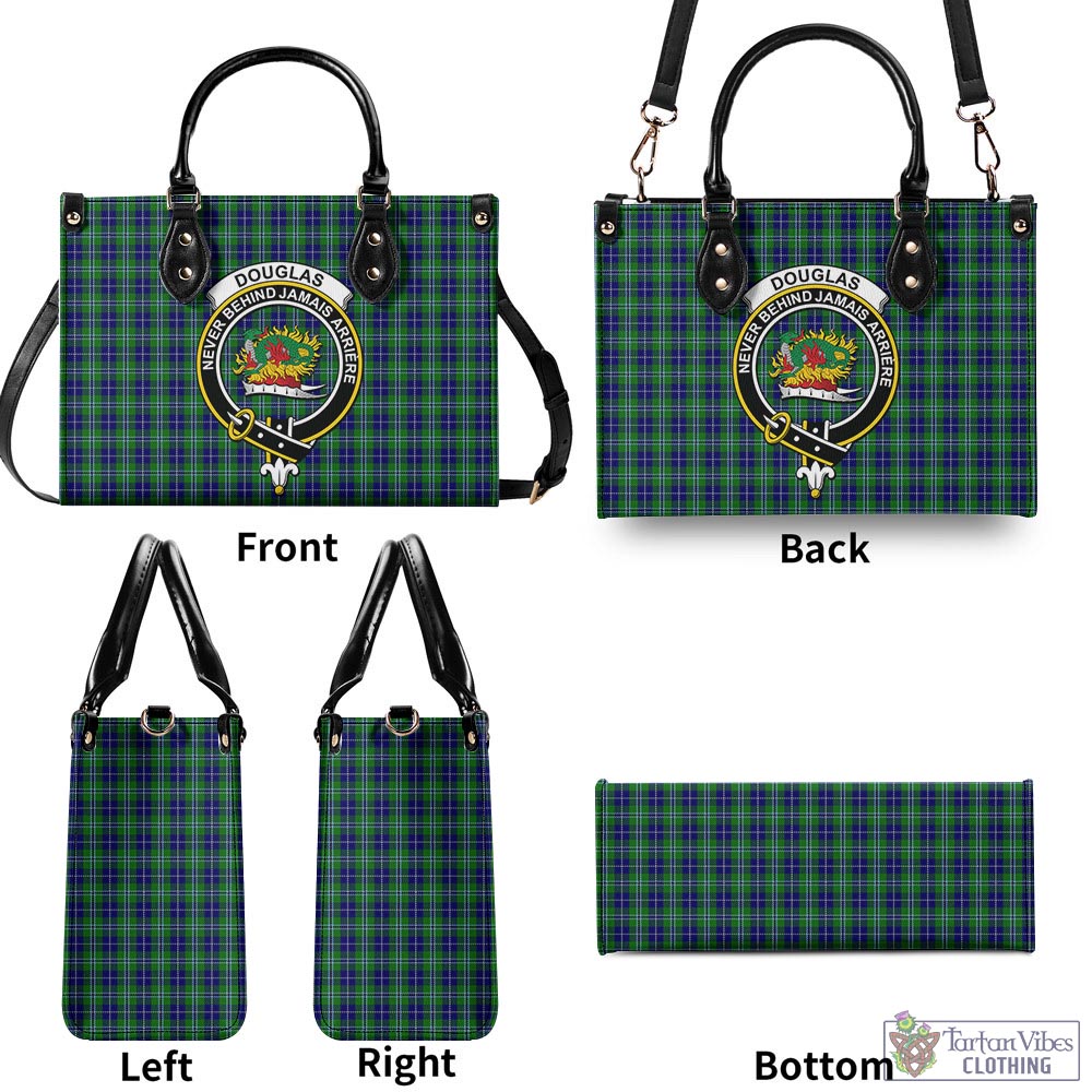 Tartan Vibes Clothing Douglas Tartan Luxury Leather Handbags with Family Crest