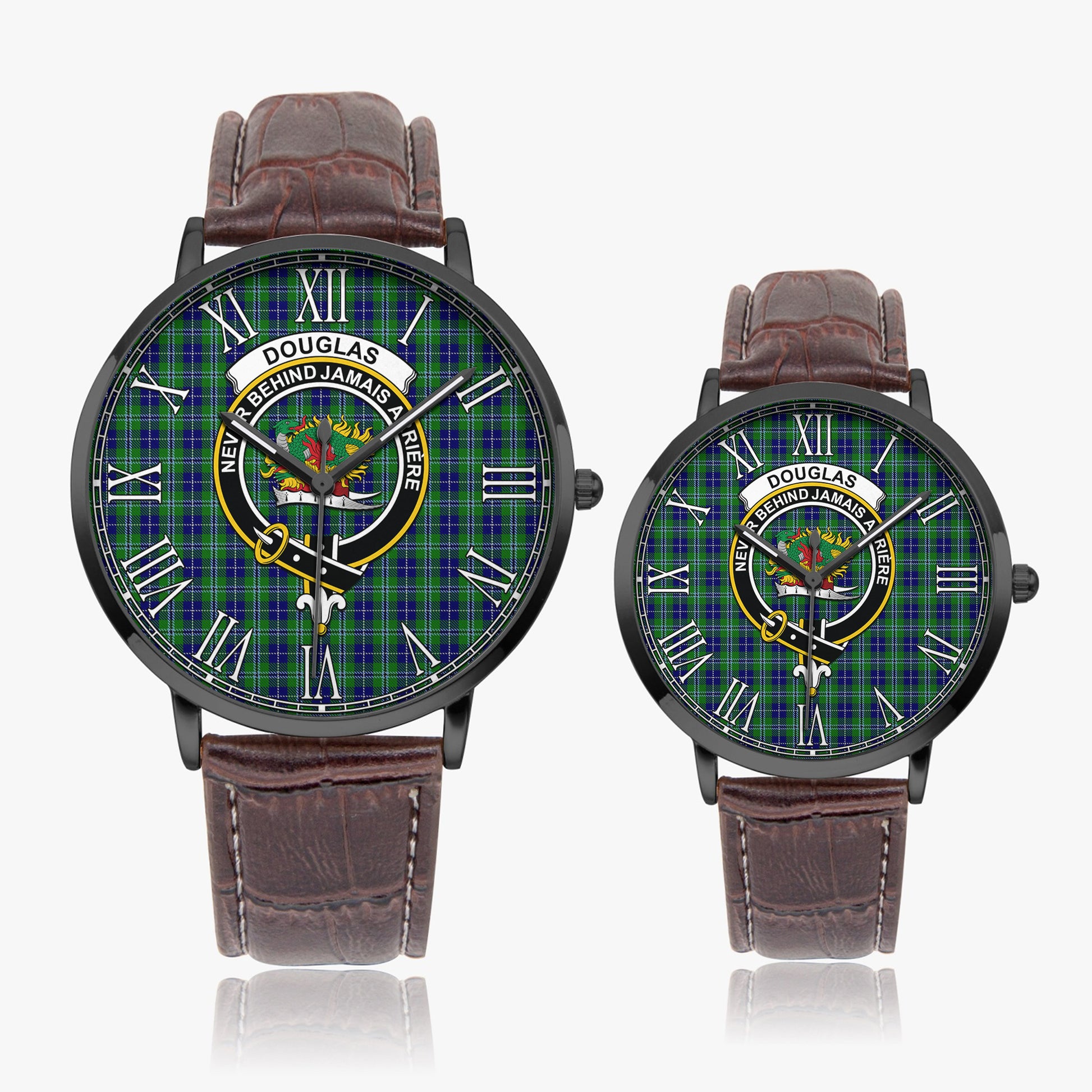 Douglas Tartan Family Crest Leather Strap Quartz Watch - Tartanvibesclothing