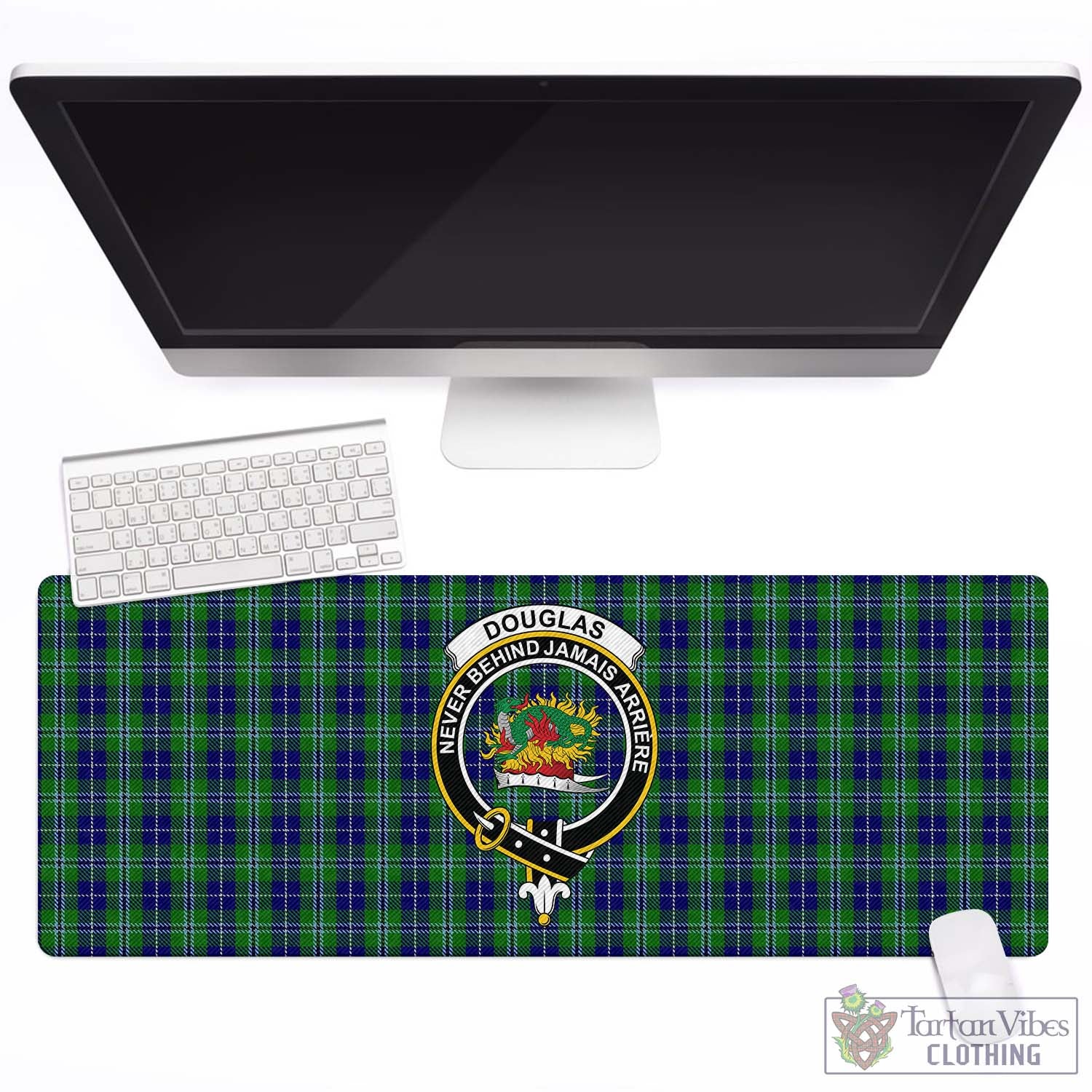 Tartan Vibes Clothing Douglas Tartan Mouse Pad with Family Crest