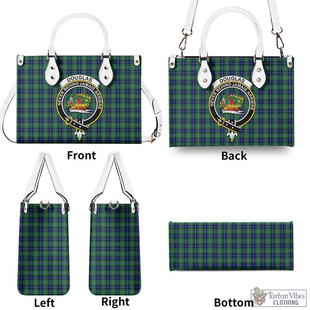 Tartan Vibes Clothing Douglas Tartan Luxury Leather Handbags with Family Crest