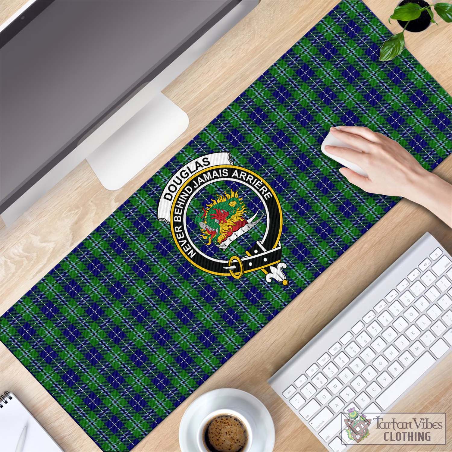 Tartan Vibes Clothing Douglas Tartan Mouse Pad with Family Crest