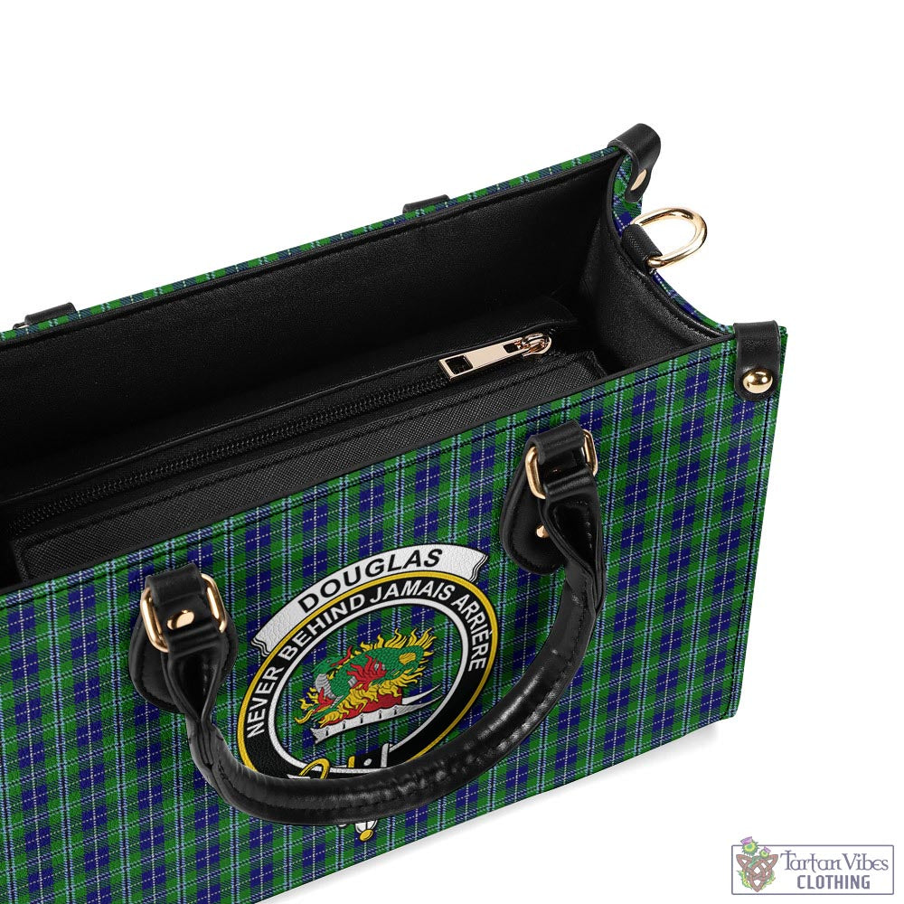 Tartan Vibes Clothing Douglas Tartan Luxury Leather Handbags with Family Crest