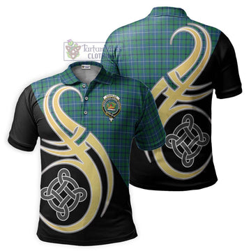 Douglas Ancient Tartan Polo Shirt with Family Crest and Celtic Symbol Style