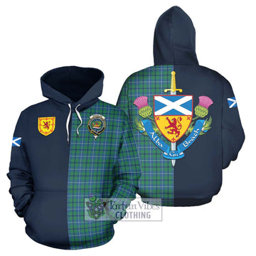 Douglas Ancient Tartan Hoodie Alba with Scottish Lion Royal Arm Half Style