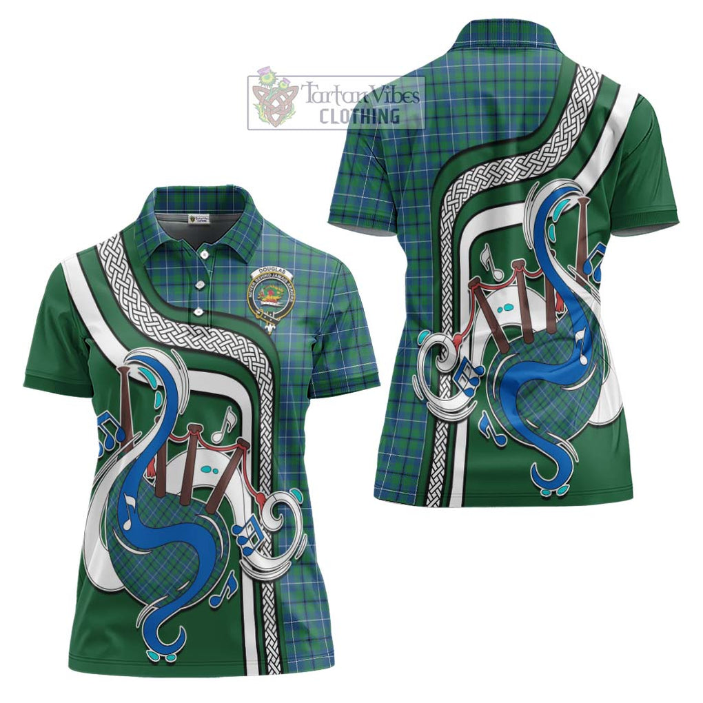 Douglas Ancient Tartan Women's Polo Shirt with Epic Bagpipe Style Women - Tartanvibesclothing Shop