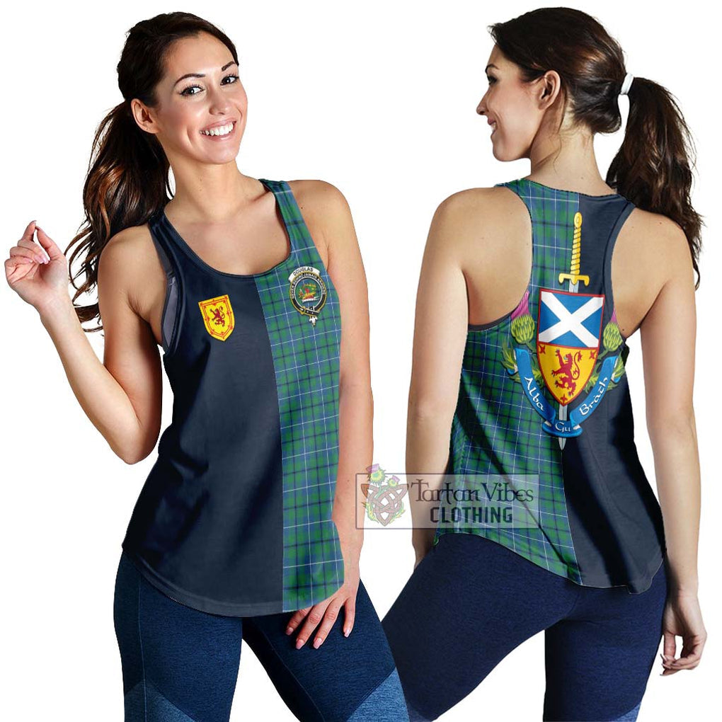 Tartan Vibes Clothing Douglas Ancient Tartan Women's Racerback Tanks with Scottish Lion Royal Arm Half Style