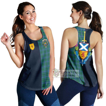 Douglas Ancient Tartan Women's Racerback Tanks Alba with Scottish Lion Royal Arm Half Style