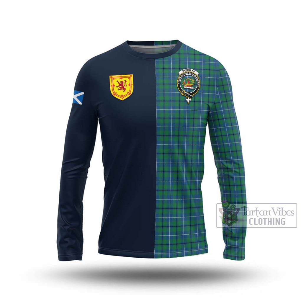 Tartan Vibes Clothing Douglas Ancient Tartan Long Sleeve T-Shirt with Scottish Lion Royal Arm Half Style